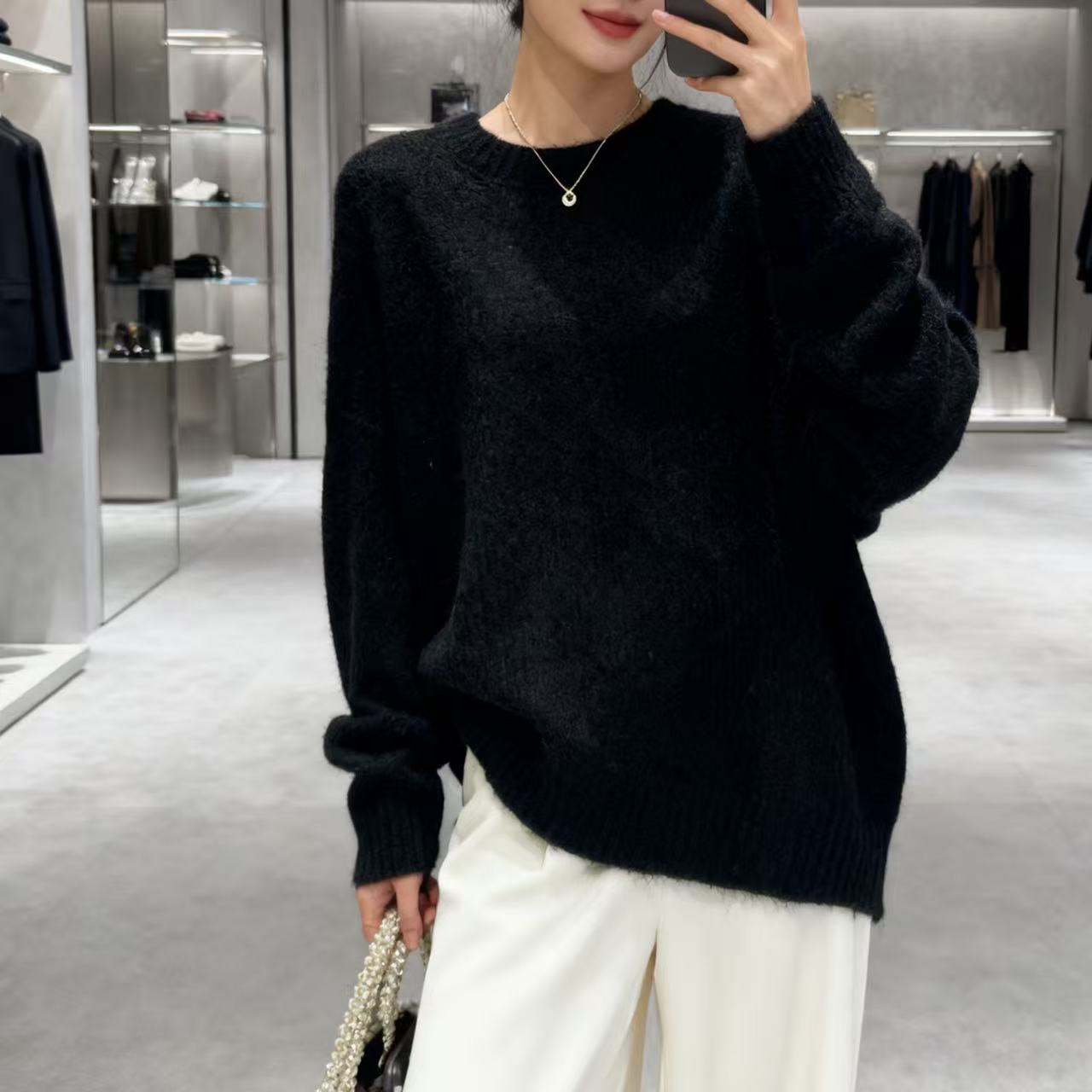 胸136-200长67宽松Oversize套头遮肉显瘦针织上衣 4128