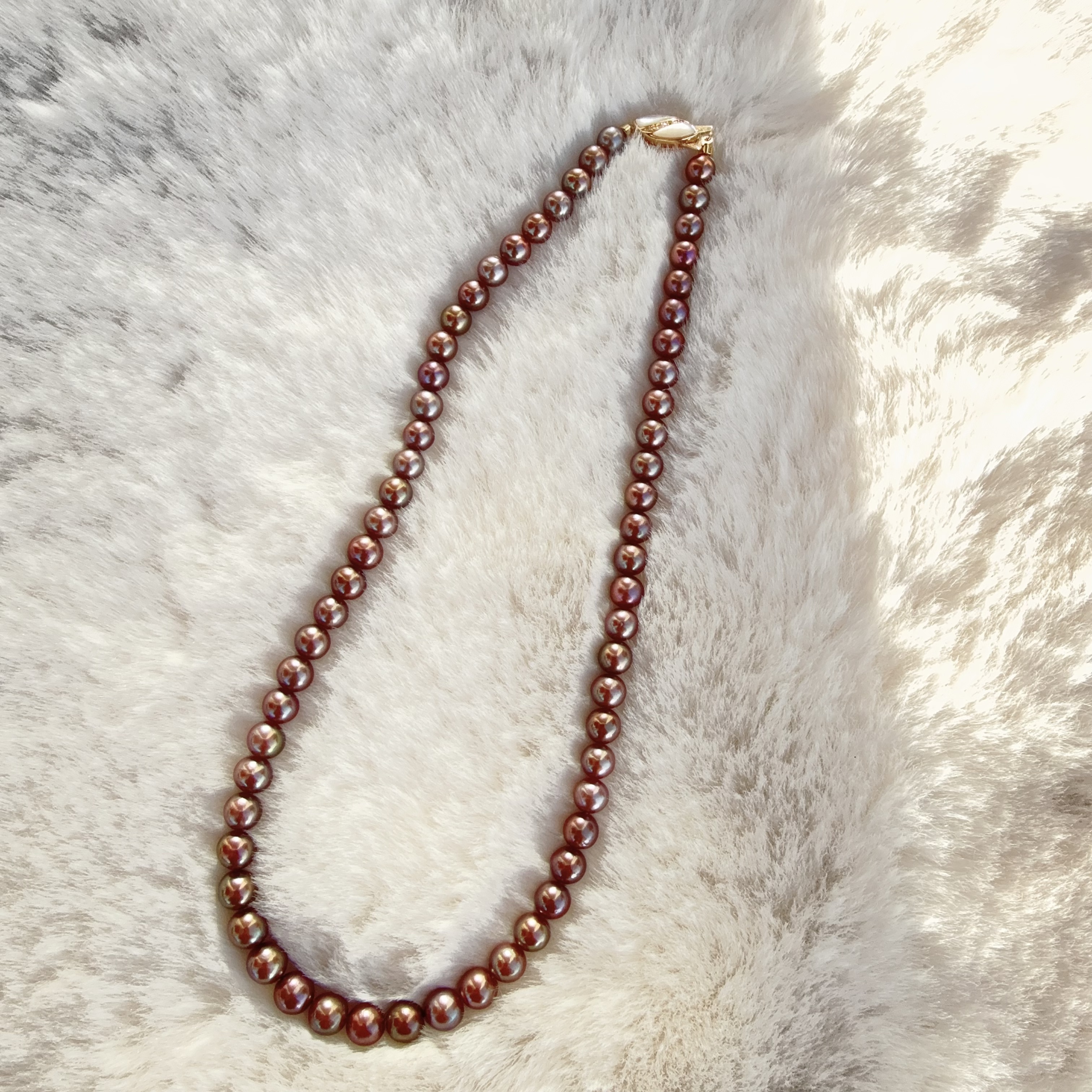 【船长甄选】 S925银 淡水 琉璃金属 紫珠项链 6-8mm