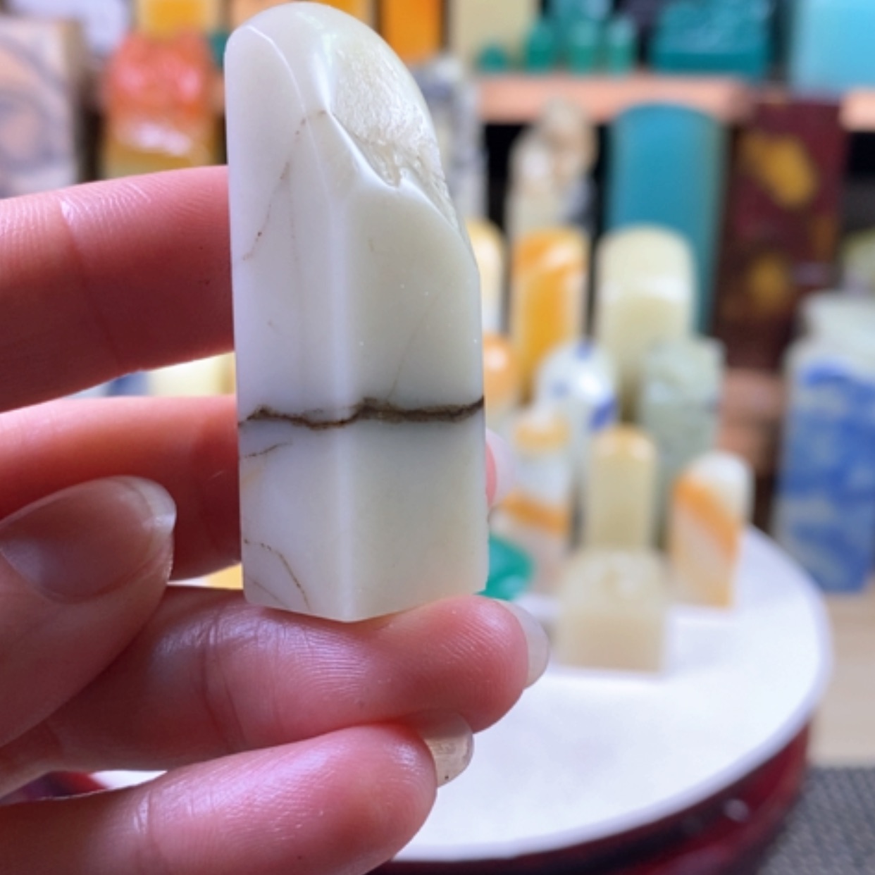 【闪购商品】青田石封门兰花青带树枝纹…………