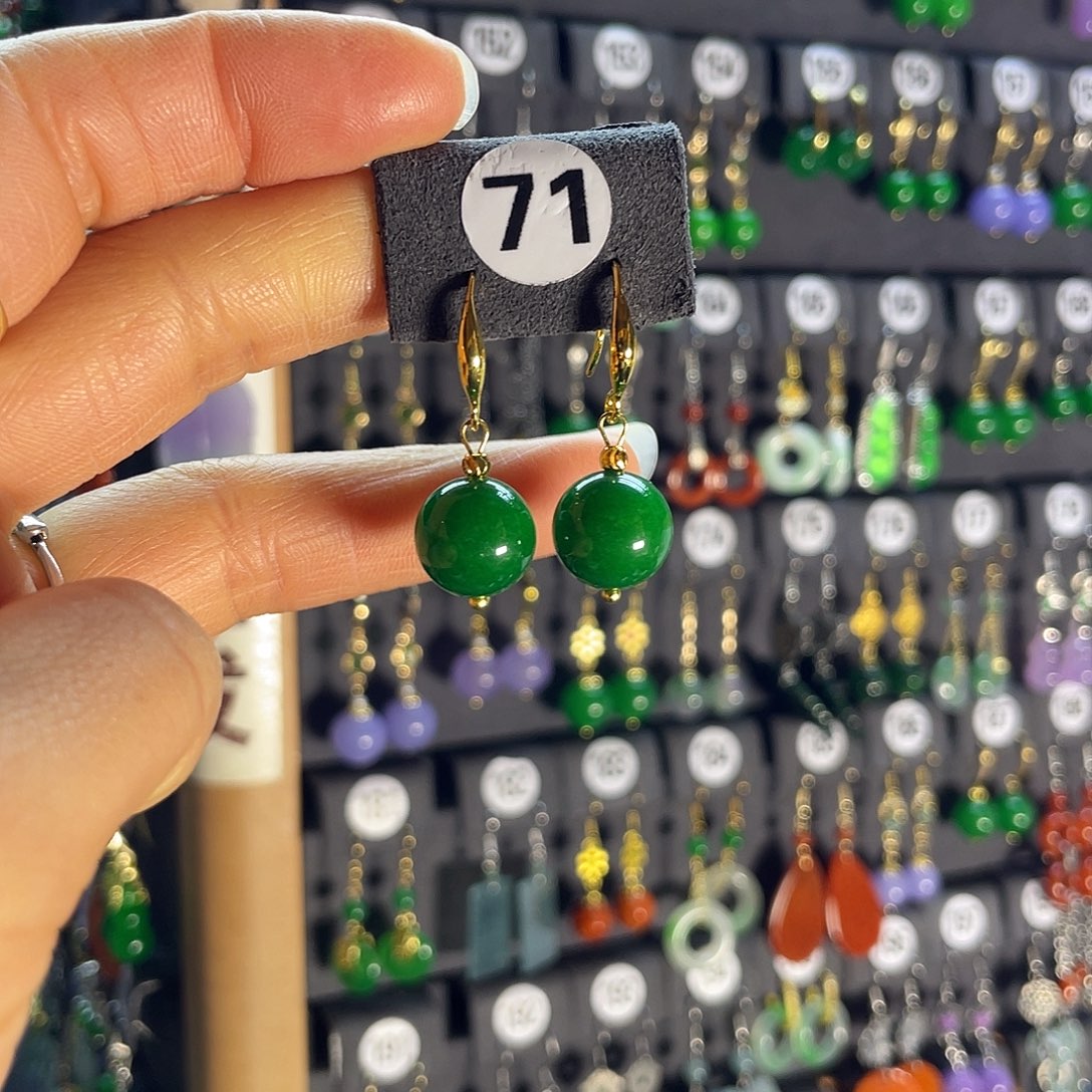 翡翠银S925镶嵌耳饰71