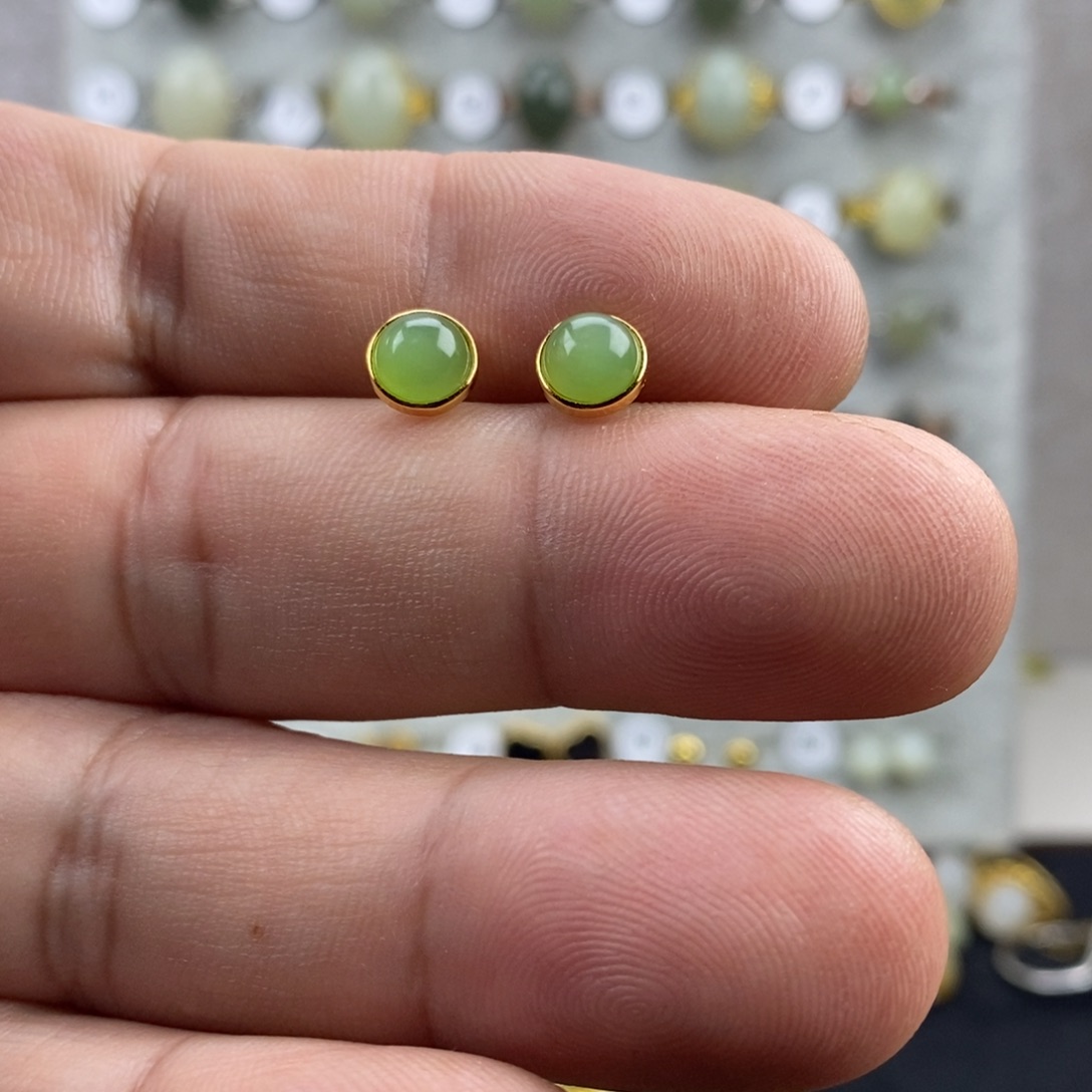 和田玉（碧玉）银S925镀金镶嵌戒指