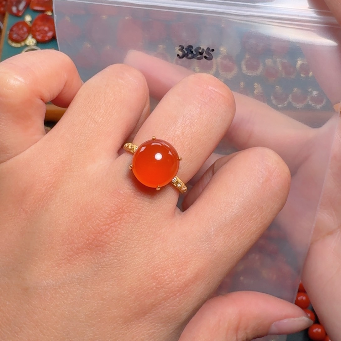 南红玛瑙南红保山冰红银S925镶嵌