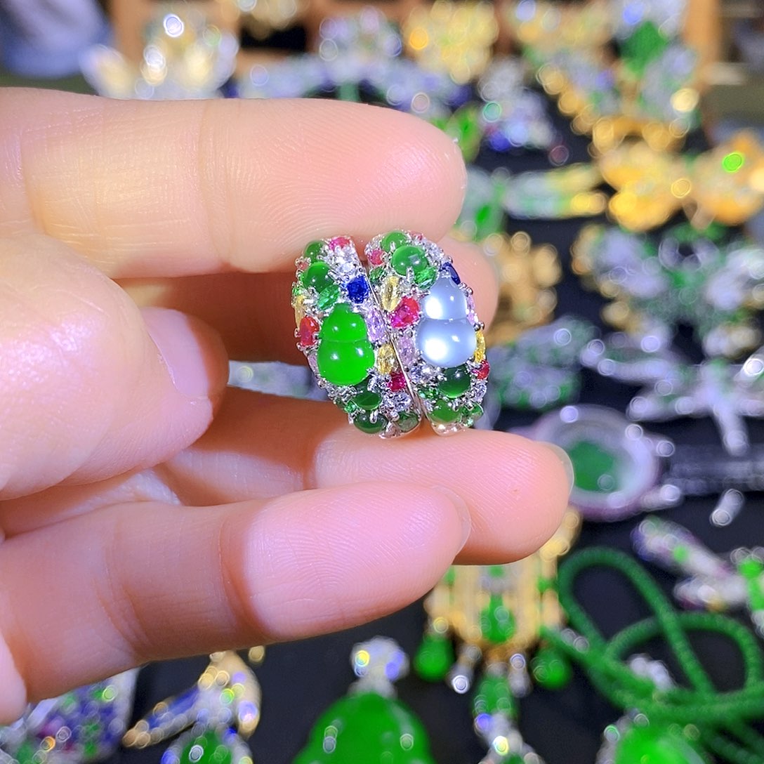 吊坠(不含链)银S925镶嵌翡翠