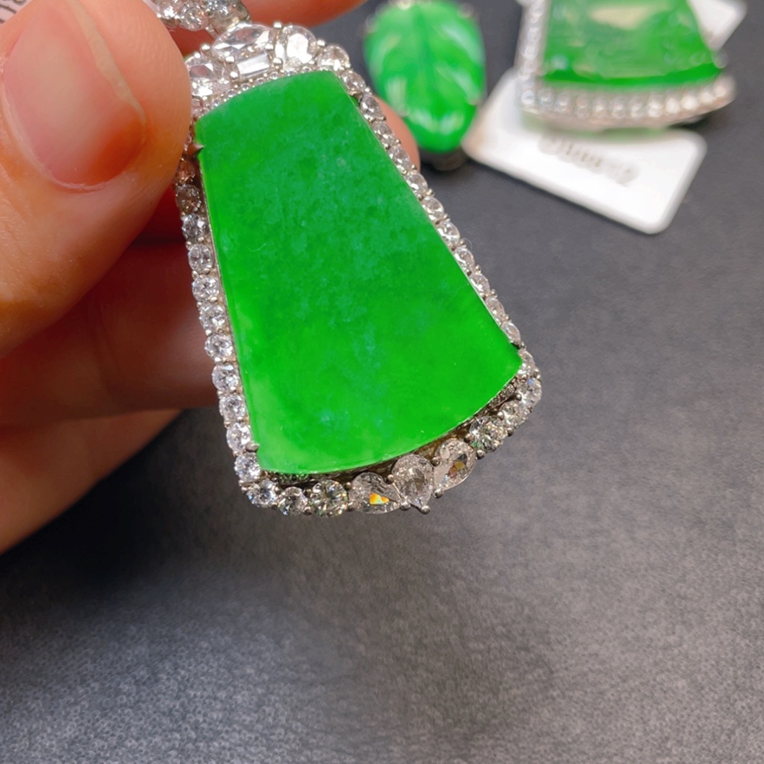 翡翠银S925镶嵌吊坠(不含链)