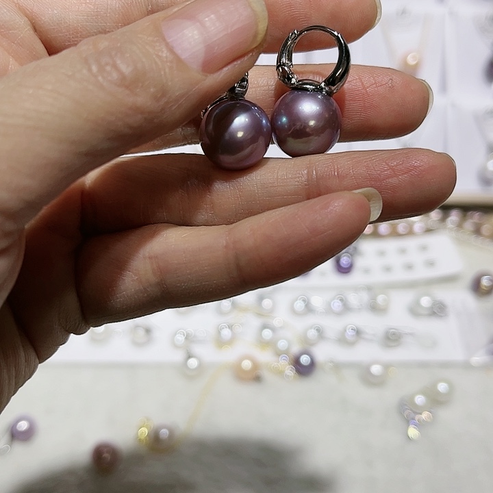 淡水珍珠紫珠水桶银S925镶嵌