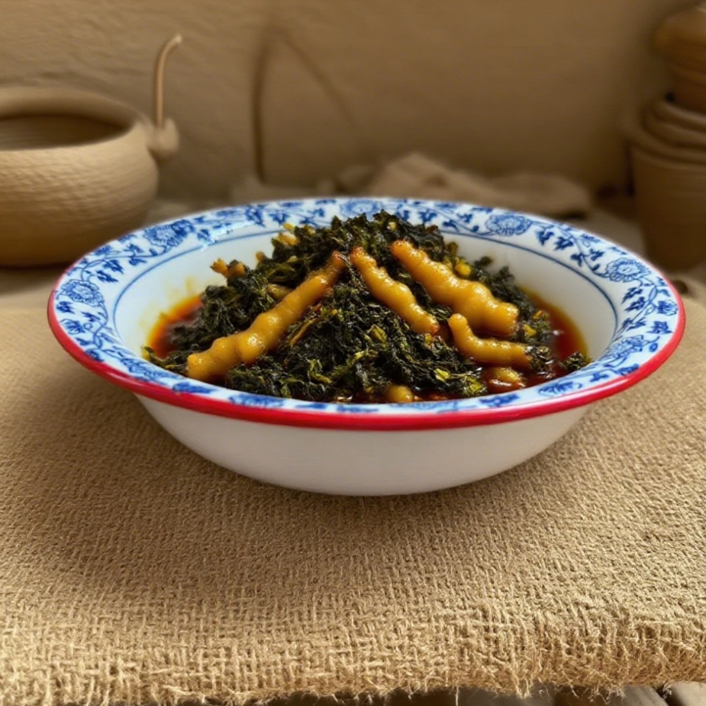 江西小炒碗陶瓷餐具商用红线青花湘菜小炒碗特色土菜农家乐陶瓷碗