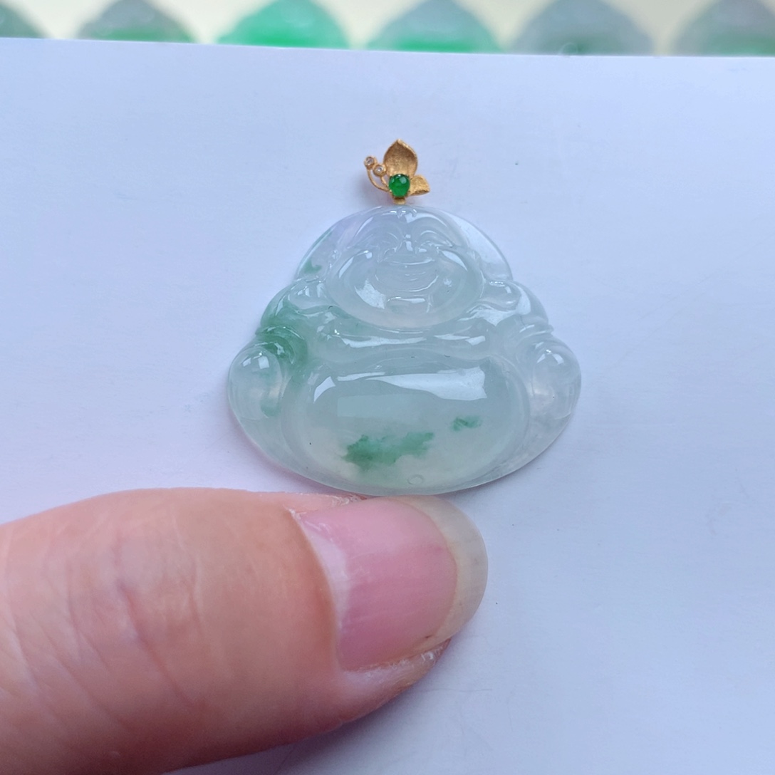 翡翠吊坠(不含链)18K金镶嵌