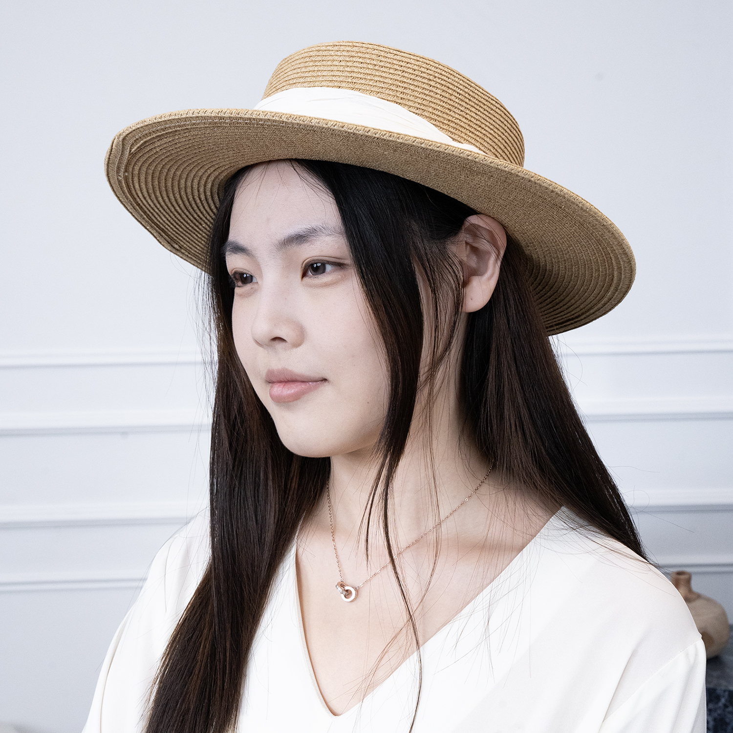 平顶休闲风夏季草帽甜美可爱帽子韩版时尚编织针织百搭太阳帽