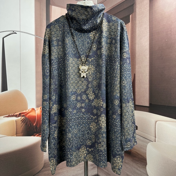 蓝色调秋冬新款打底衫2025年休闲百搭显瘦长袖t恤遮肉宽松女士