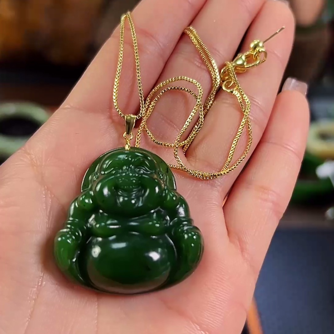 和田玉（碧玉）银S925镶嵌颈饰35