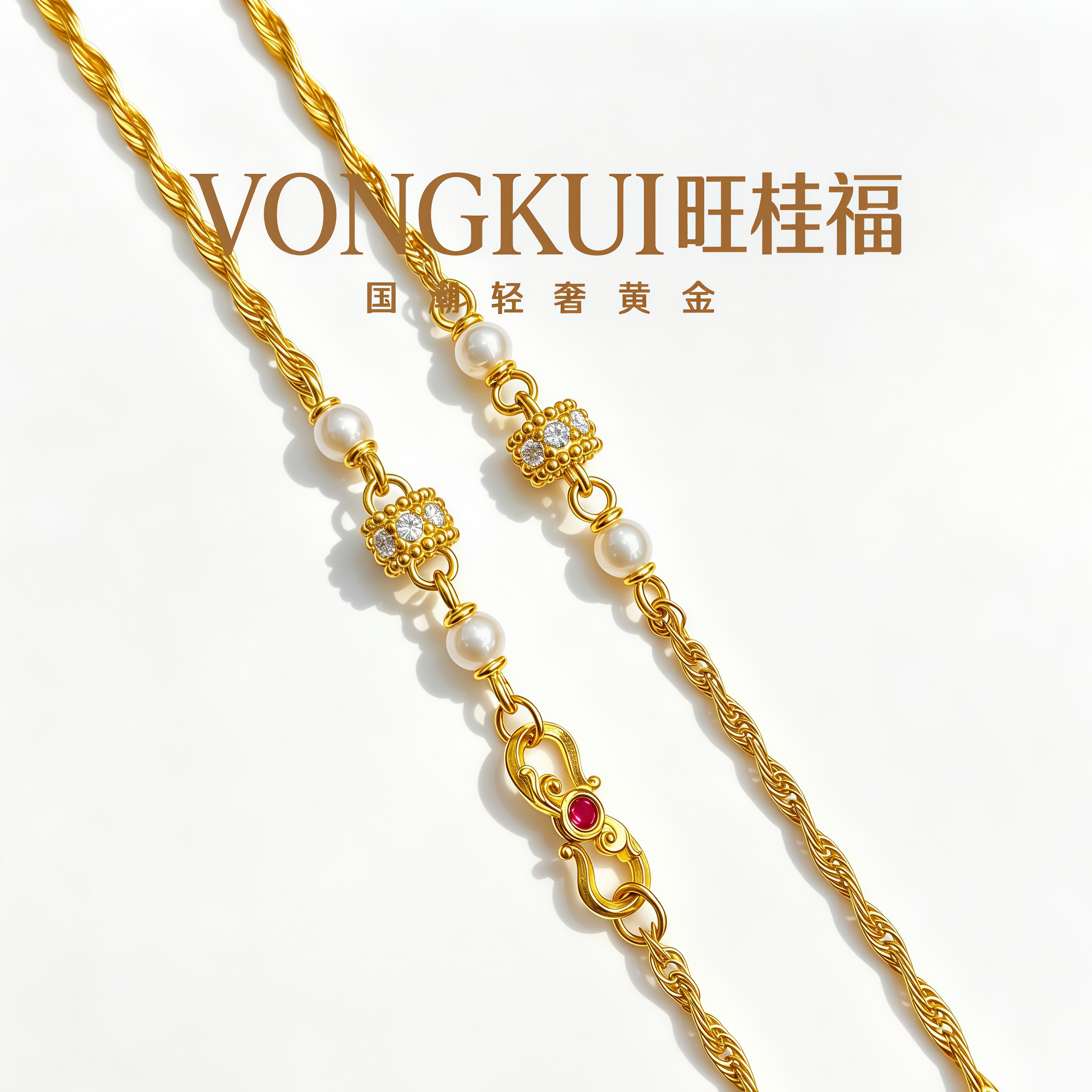 【金枝玉叶】旺桂福足金999国潮轻奢百搭时尚麻花链50cm【28/工费】