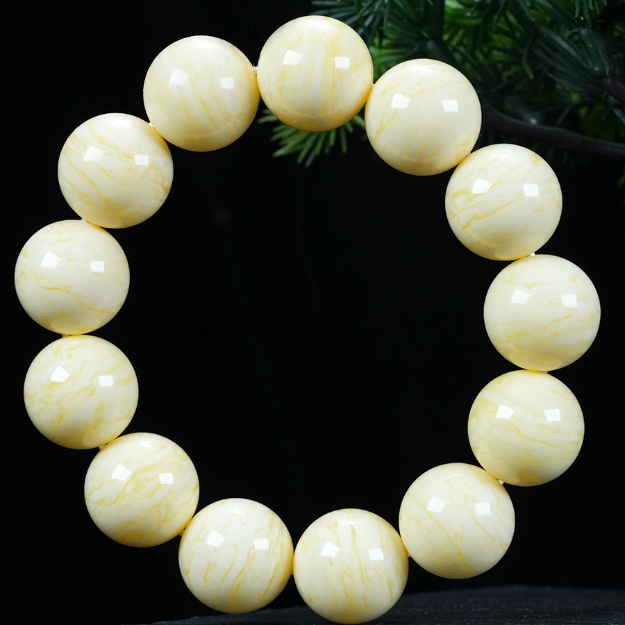 瓷白浓蜡满白同料单圈手串纯天然原矿琥珀蜜蜡虎皮平安扣单珠吊坠