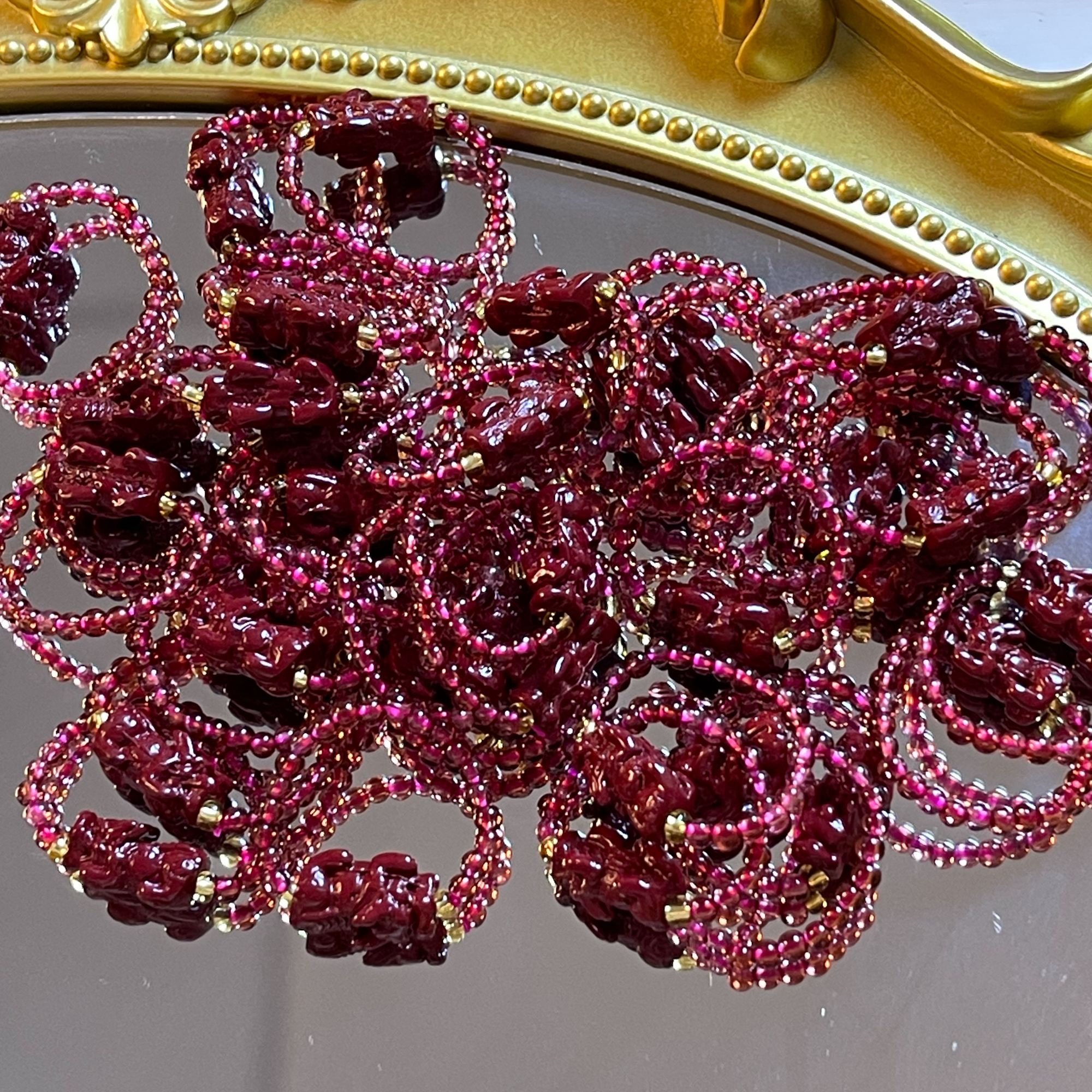 石榴石貔貅戒指精美大气时尚新款多样性发一轻奢红色经典