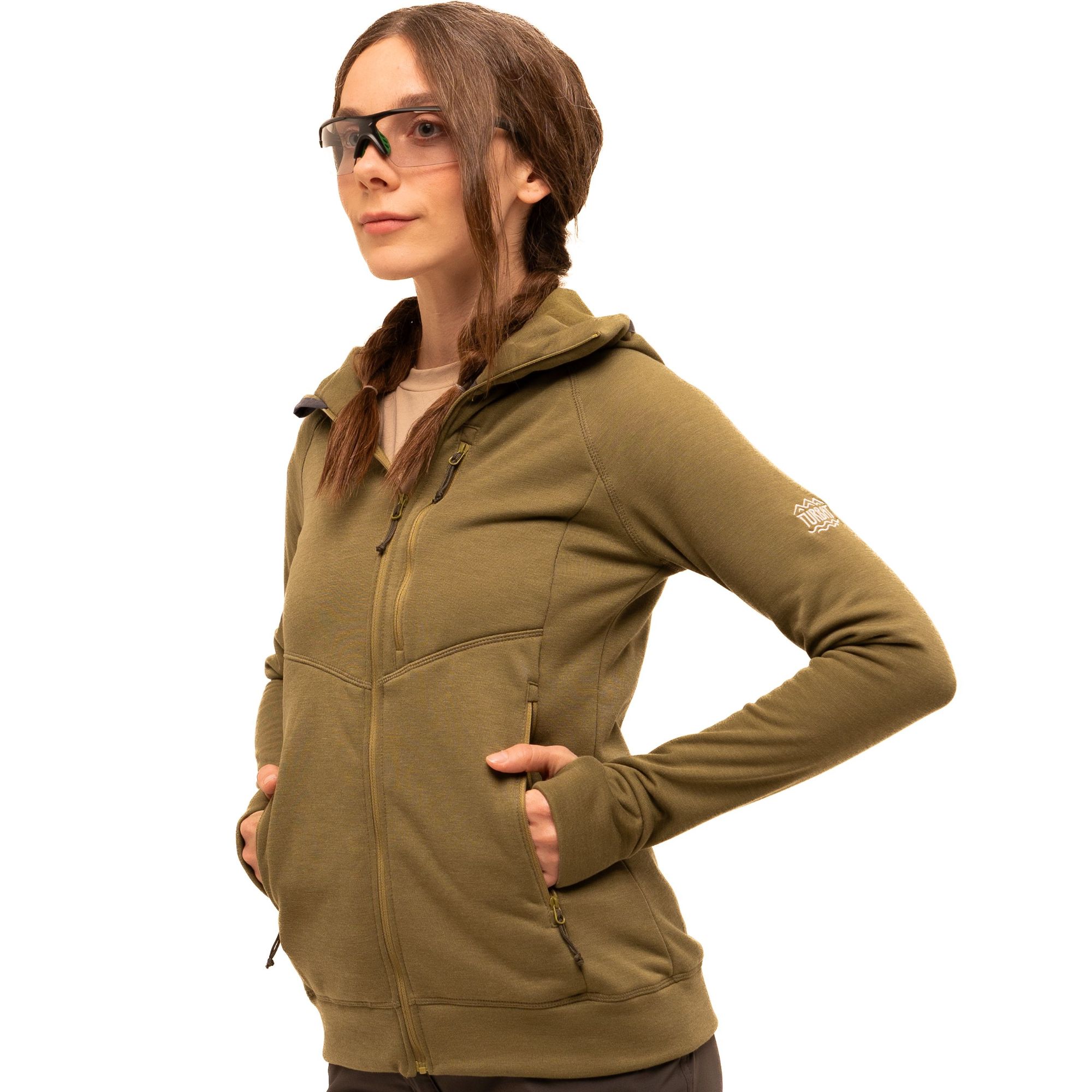 Turbat peak 巅峰Polartec 天丝混纺带帽抓绒衣 女