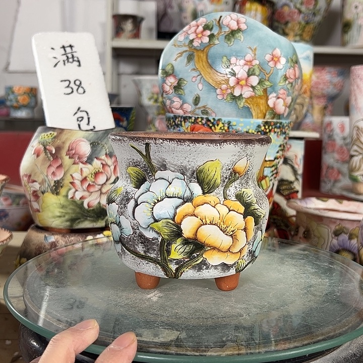 满38包邮 景德镇幸运花盆