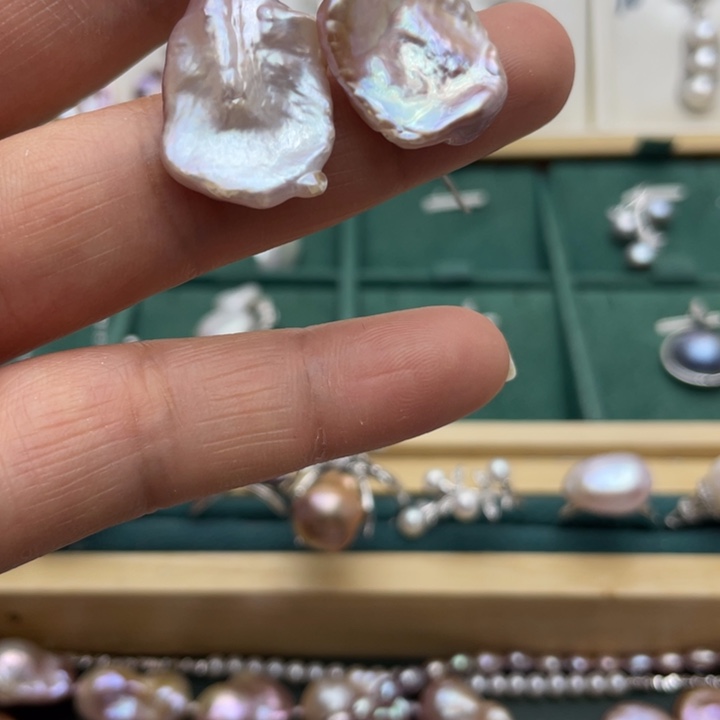 淡水珍珠耳饰银S925镶嵌