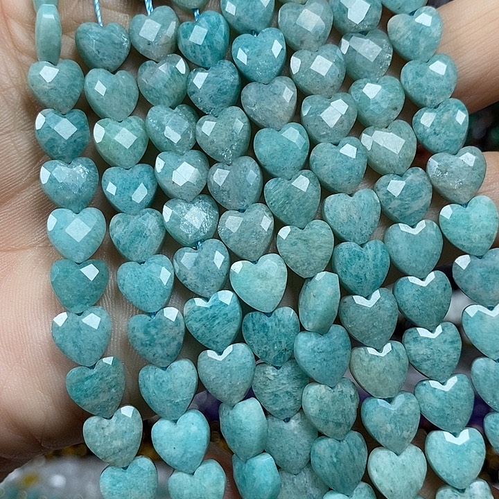 玛瑙/玉髓未镶嵌珠宝半成品天然天河石切面爱心卡8mm短条