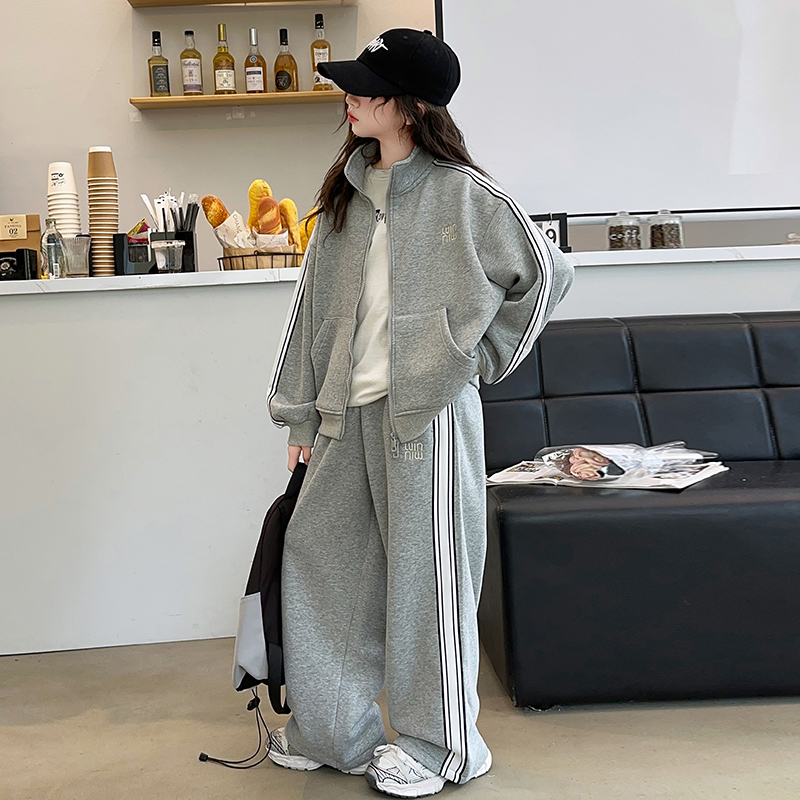 女童春装2025新款套装儿童洋气韩版宽松休闲两件套中大运动开衫潮