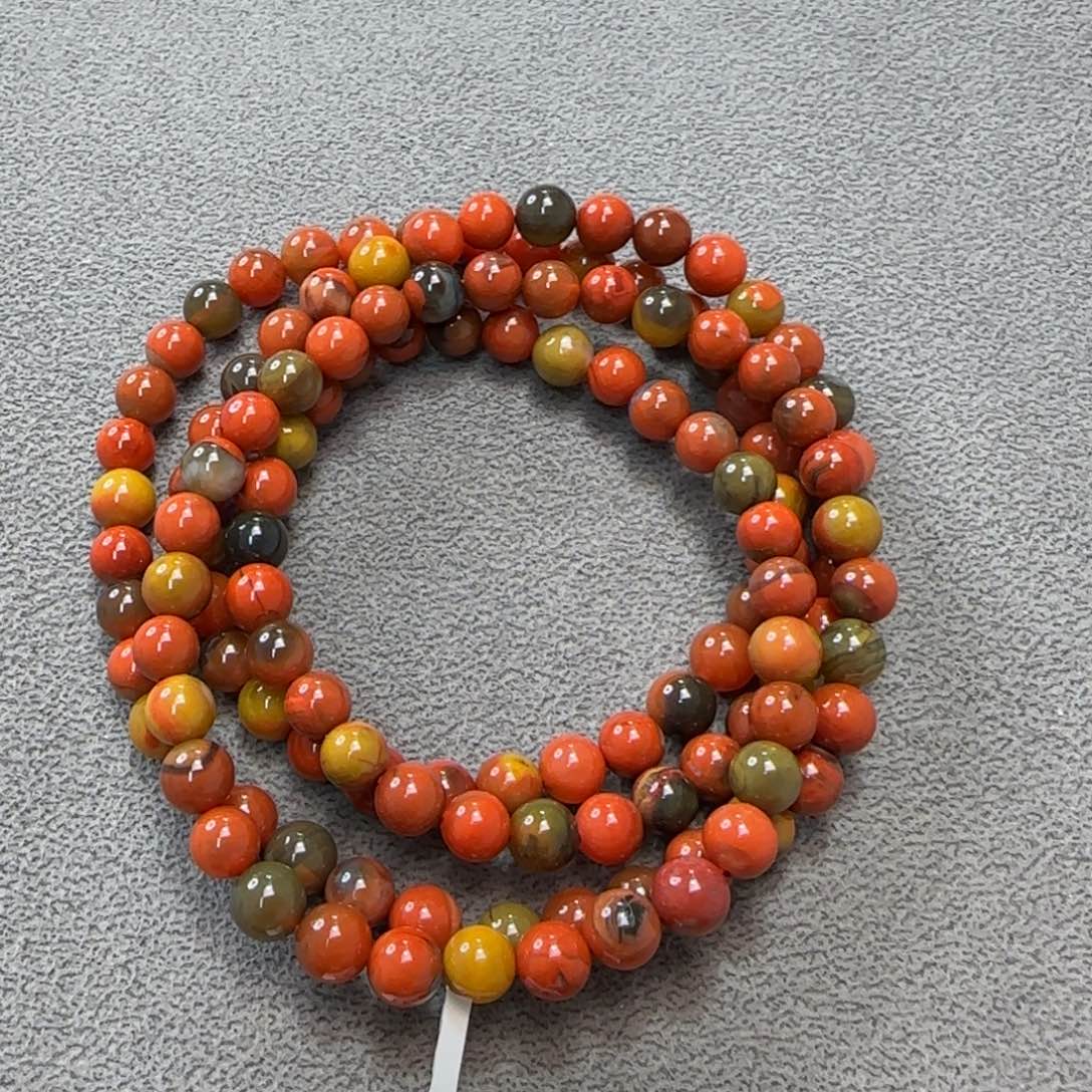 南红玛瑙手串未镶嵌大山包黄绿皮包浆南红5mm多圈