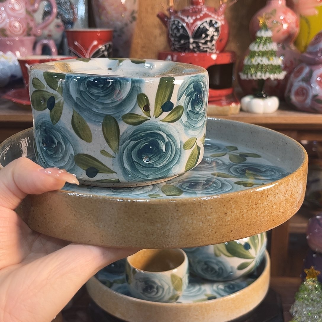 素***颜陶泥景德镇手工手绘高温釉下彩