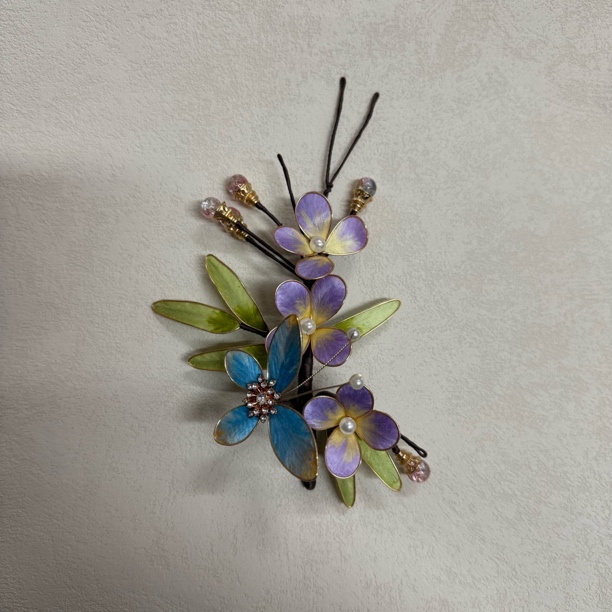 麦光光古风发饰绒花发簪汉服饰品 手工制作默认微瑕 