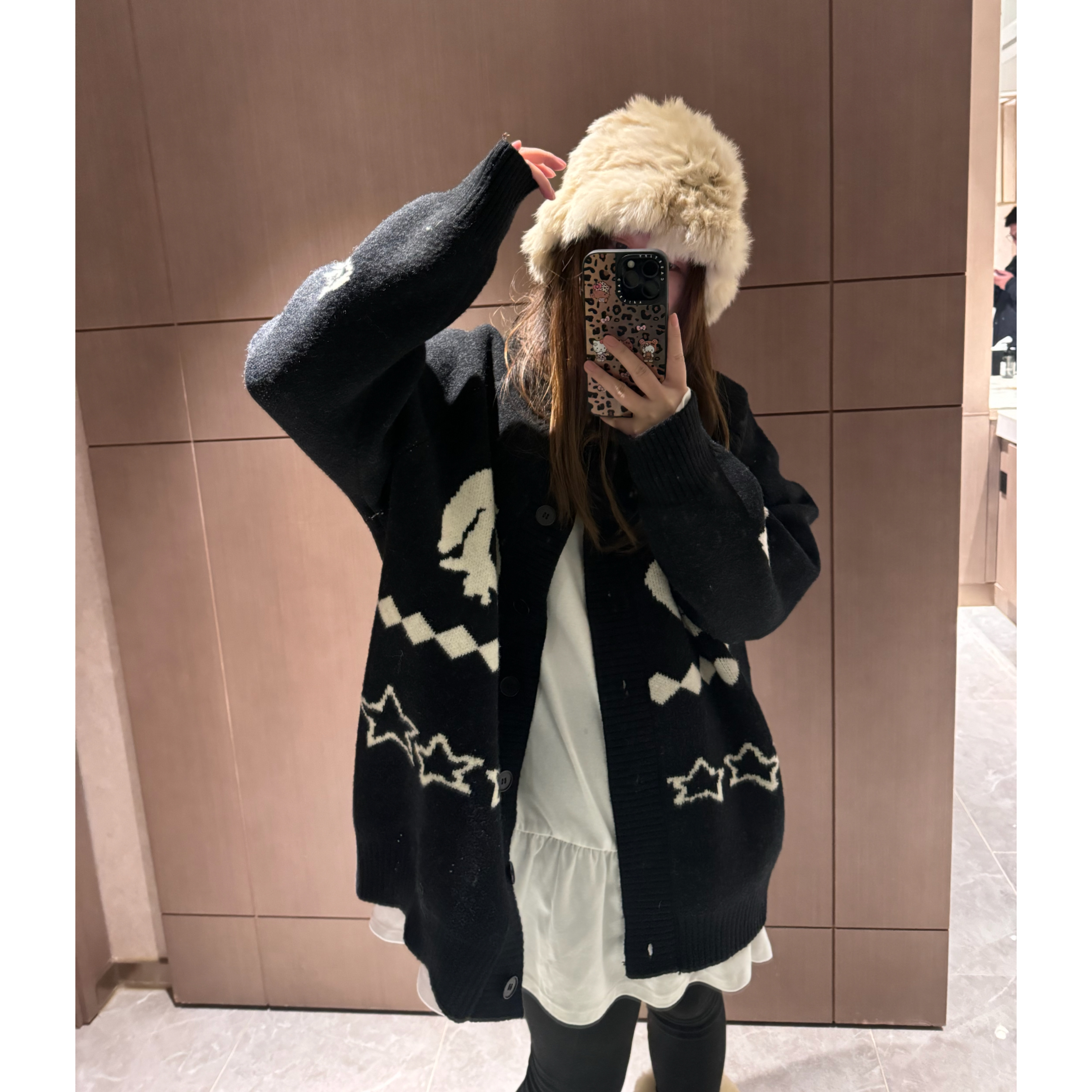 【 PAOMIAN 】洋气时尚百搭复古红色宽松秋冬拼色条纹韩版撞色毛衣
