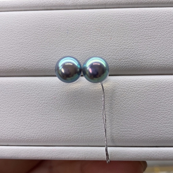 18K金镶嵌海水珍珠耳饰真多麻7-7.5m m