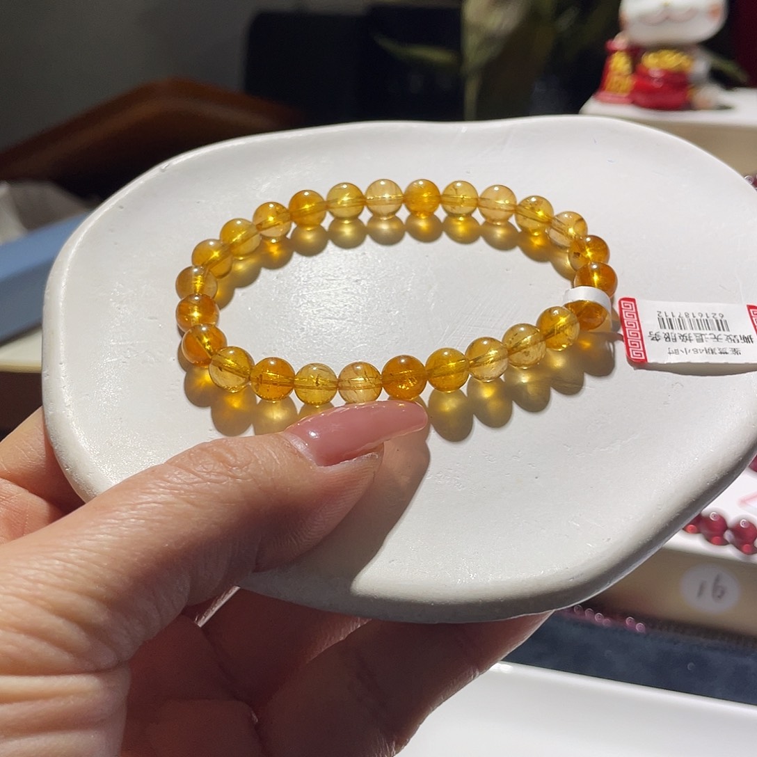 碧玺手串未镶嵌纯黄碧玺