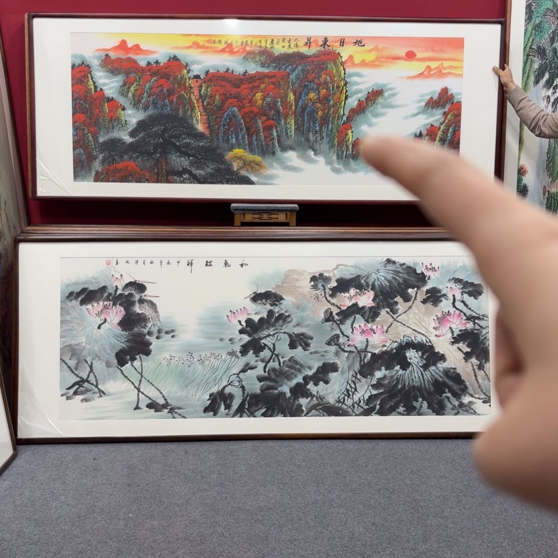 国画带框绘画210/80尺寸旭日东升