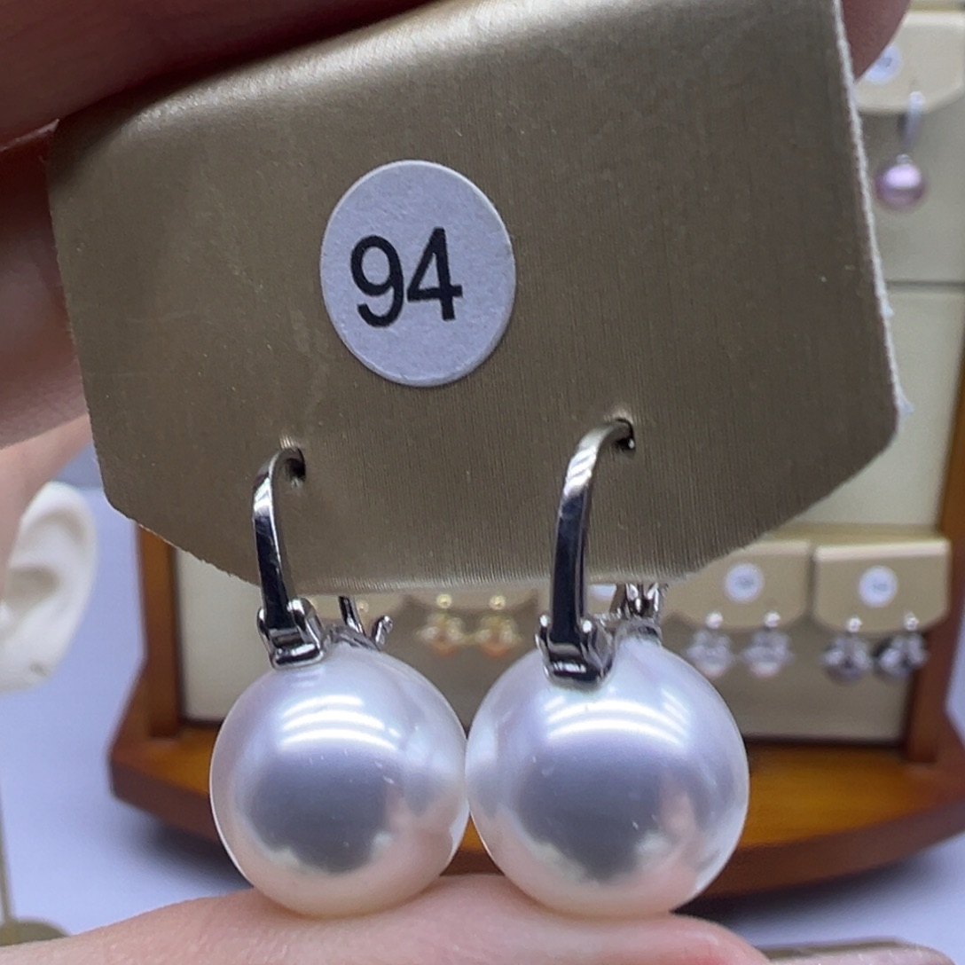 淡水珍珠银S925镶嵌耳饰