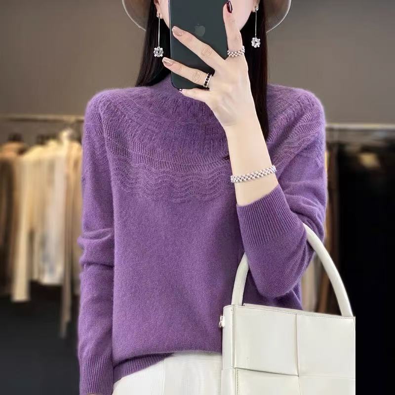 真好看 全毛无缝一线成衣高密度羊毛衫半高领打底衫