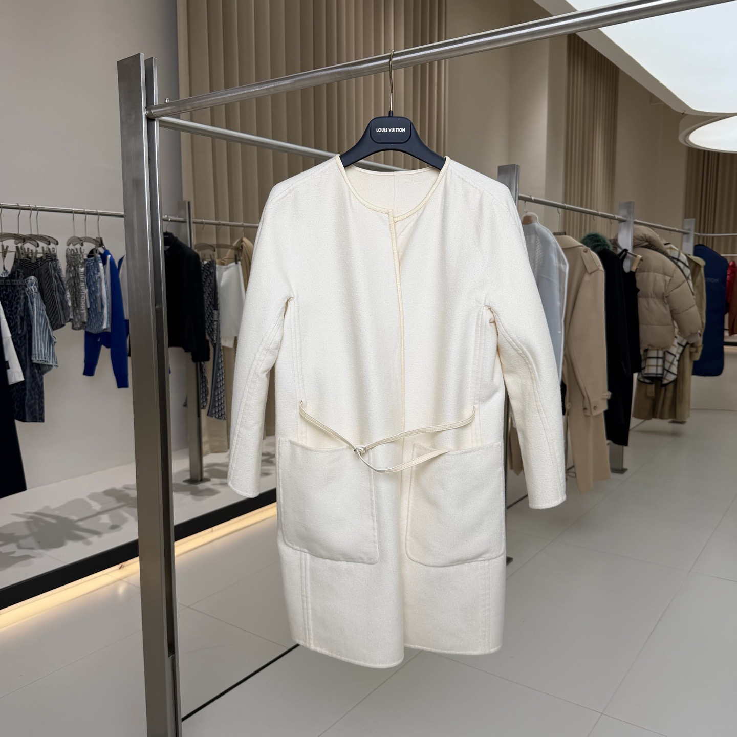 99新 Loro Piana/诺悠翩雅 GM005696 米黄羊绒双面穿拼皮大衣34码