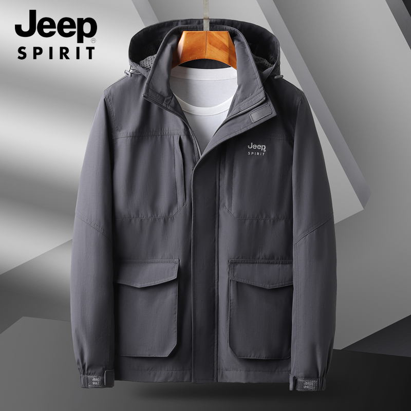  JEEP SPIRIT春秋新款时尚大码宽松工装夹克男士运动休闲防风外套