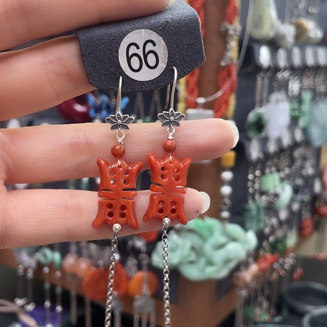 翡翠耳饰银S925镶嵌雪*447ghhhhh