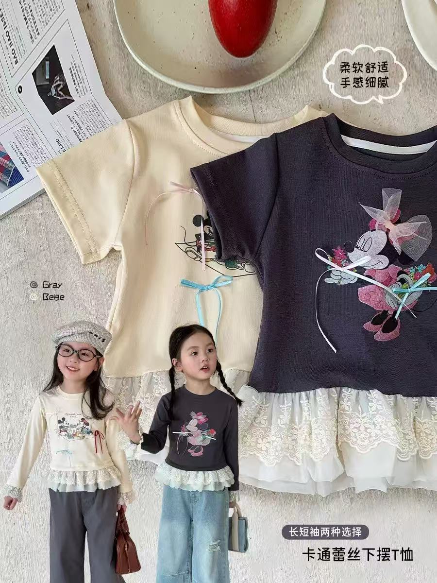童装女童短袖t恤夏季2025新款儿童韩版洋气卡通上衣宝宝衣服柔软