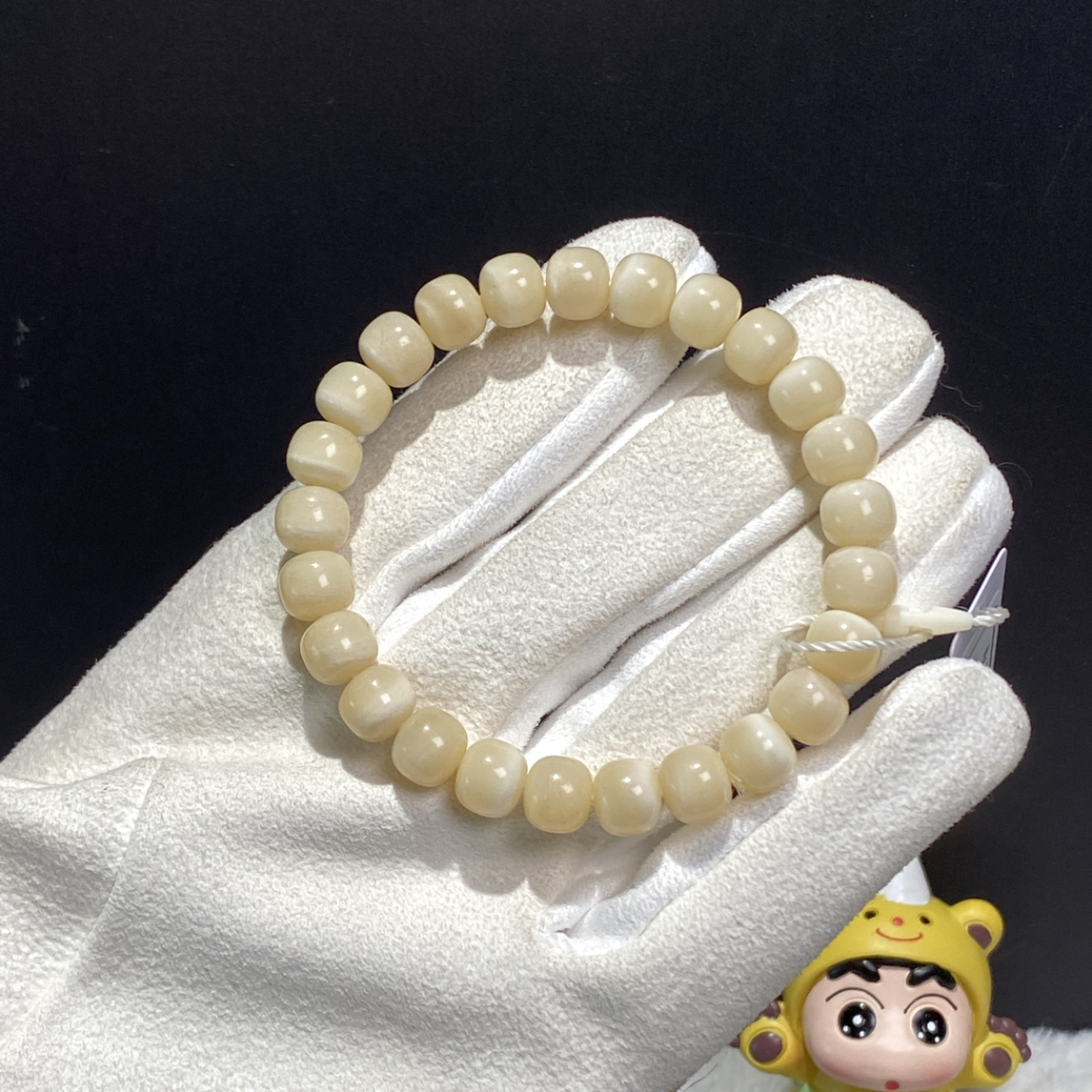 No.081驼骨手串奶白黄透驼骨单圈9/8