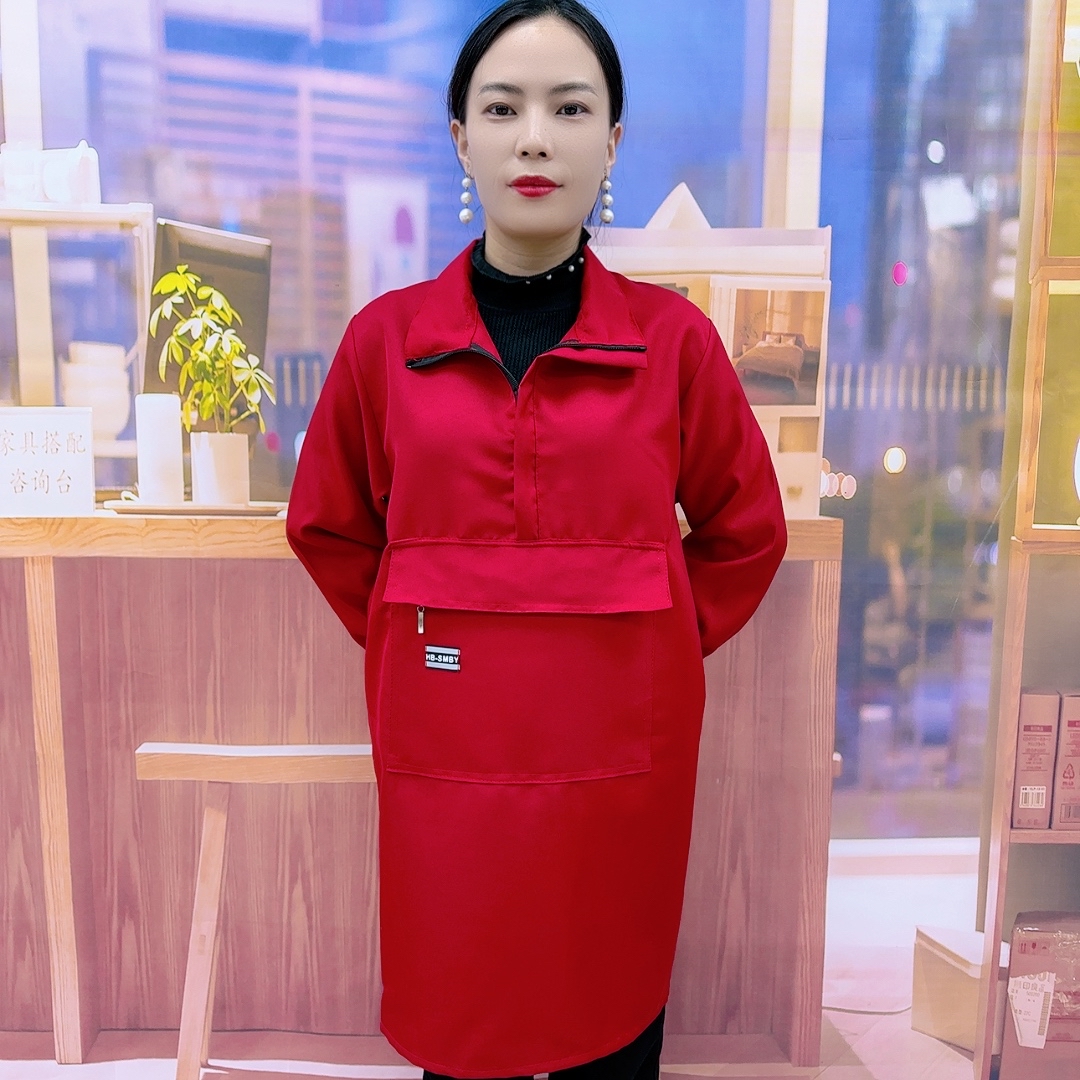 1833新款纯色围裙中老年时尚酒店干活工作服