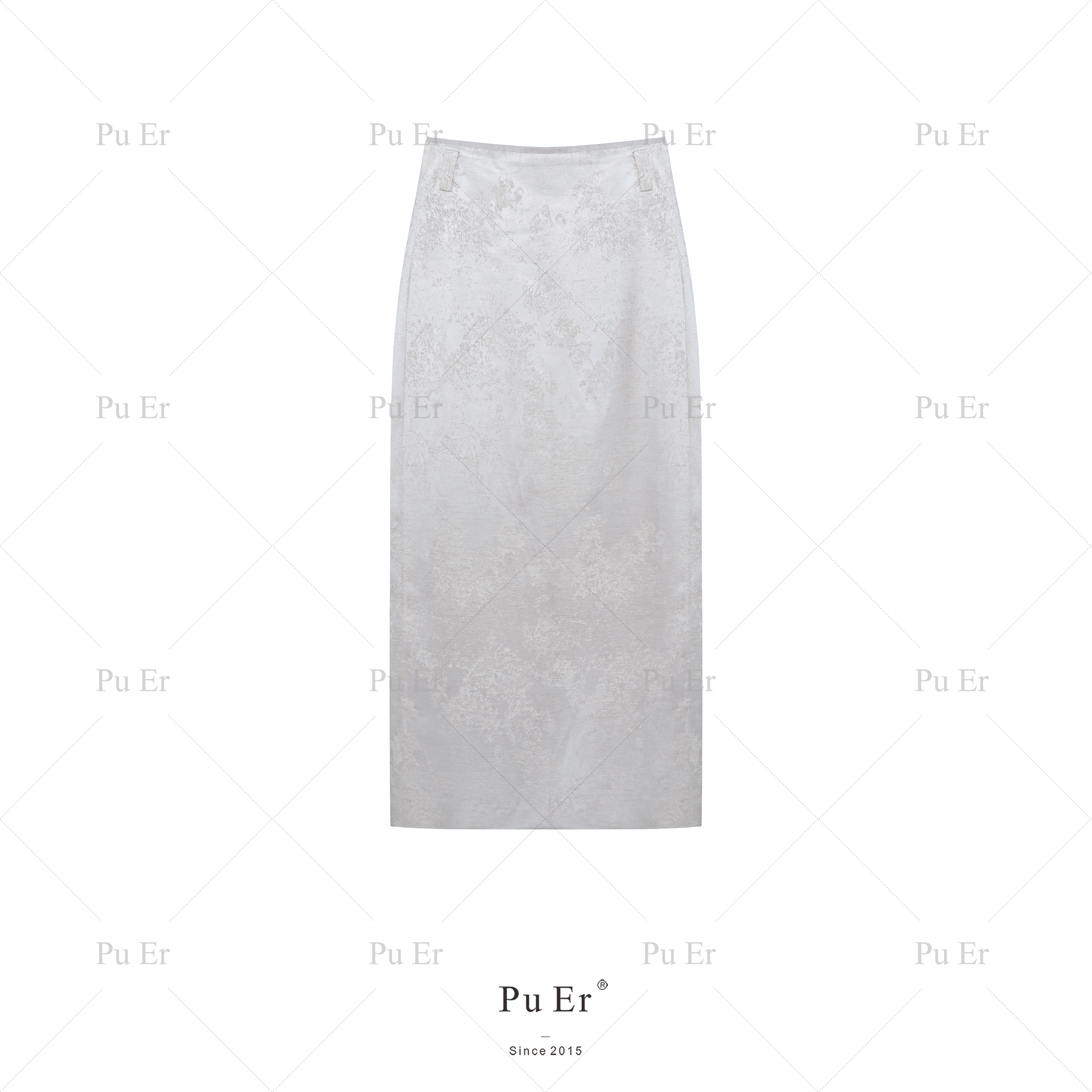 璞迩织光浮雕丝麻直筒半裙