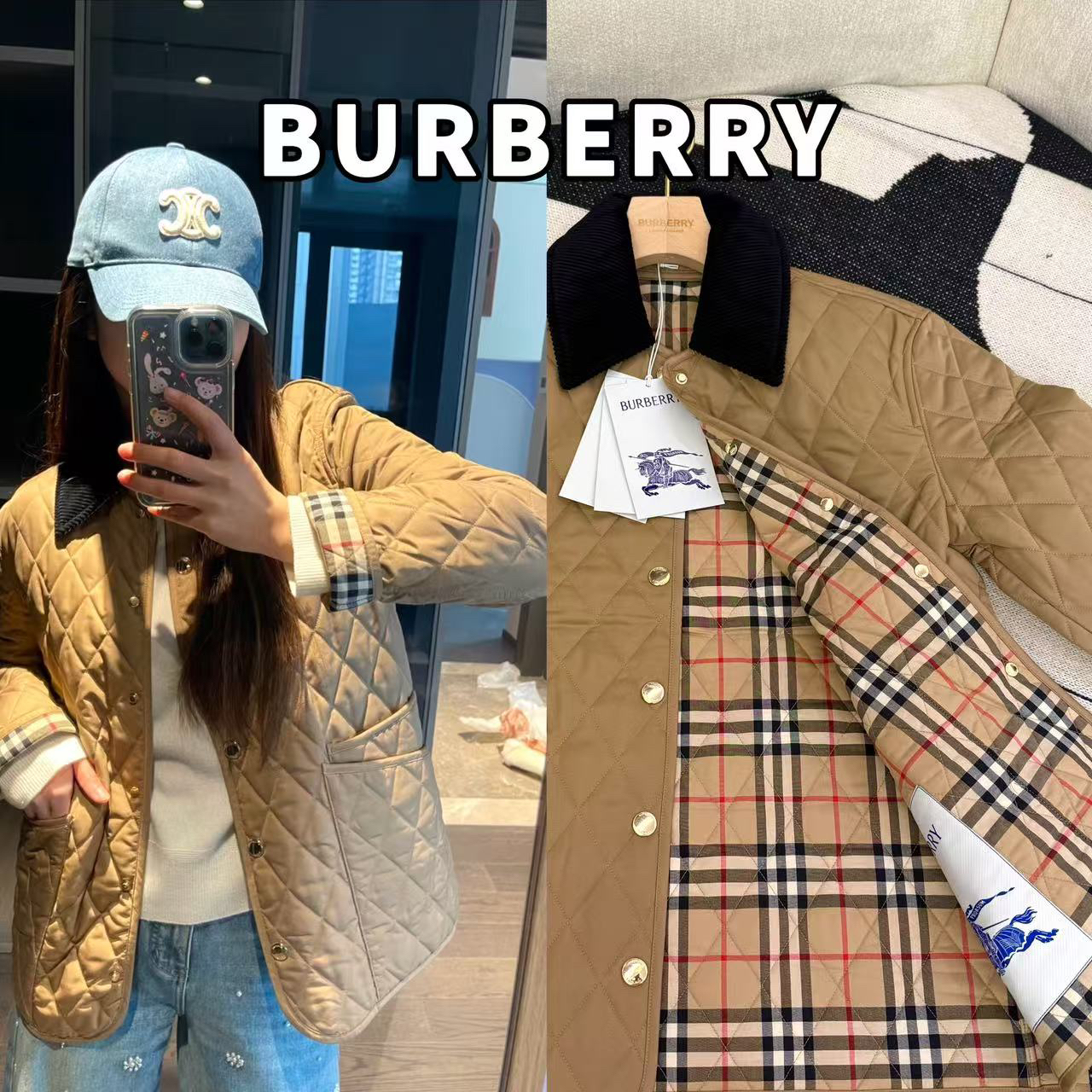 未使用 BURBERRY/博柏利 休闲舒适专柜在售大战马棉服 14310
