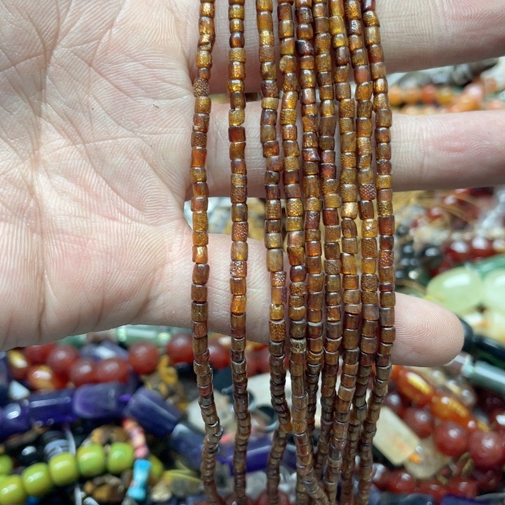 玛瑙/玉髓合金珠宝半成品一条3x3mm金柳