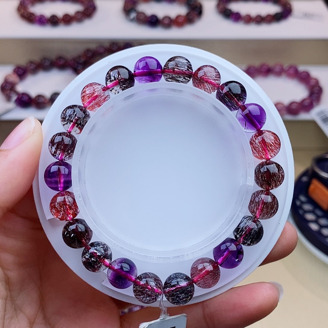 水晶手链未镶嵌黑加仑超七8+