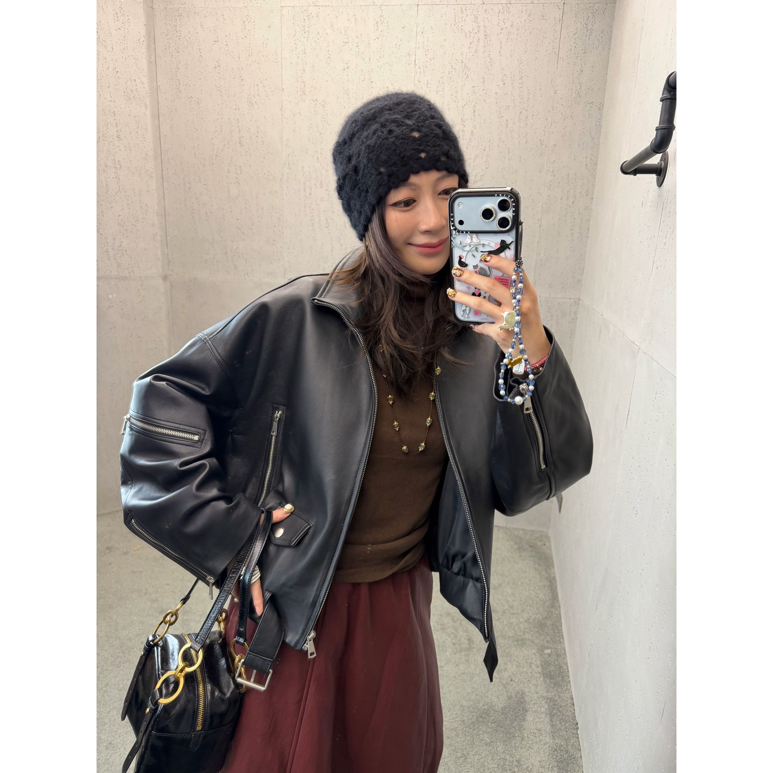 Angel Expert秋季新款绵羊皮皮衣夹克