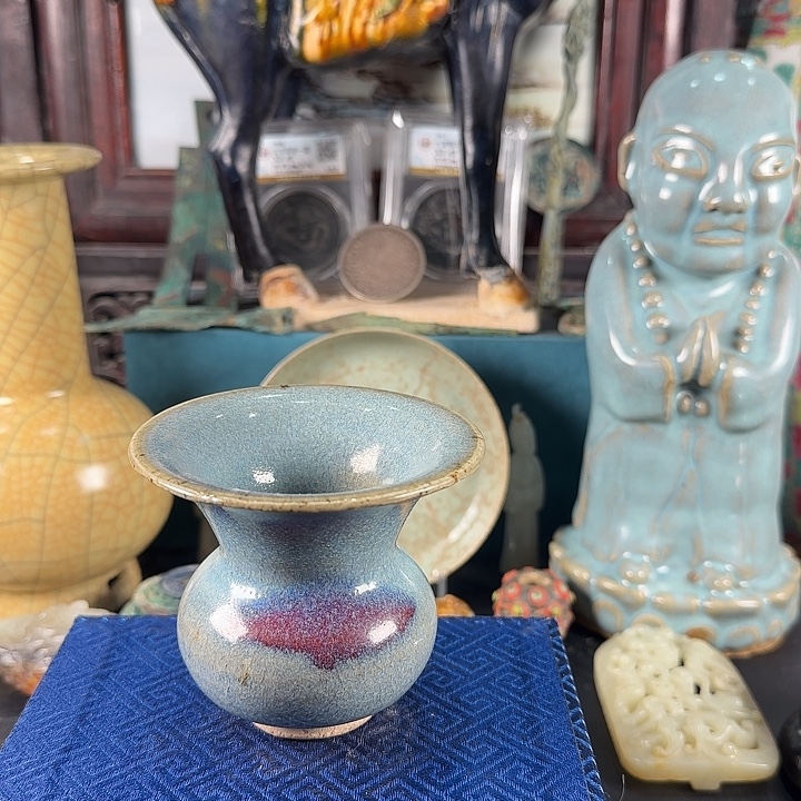 @***）陶瓷天蓝釉轧斗全美品