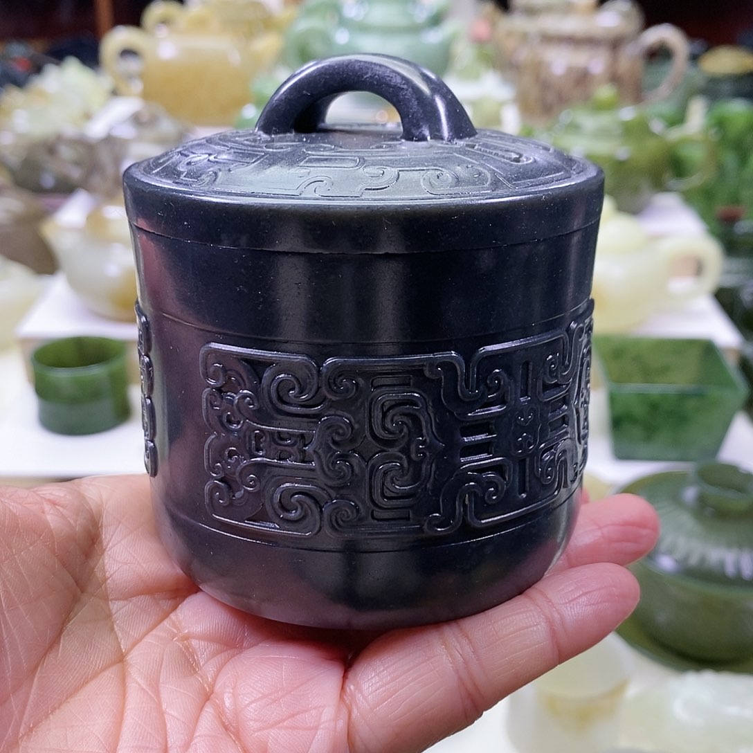 和田玉茶叶罐未镶嵌