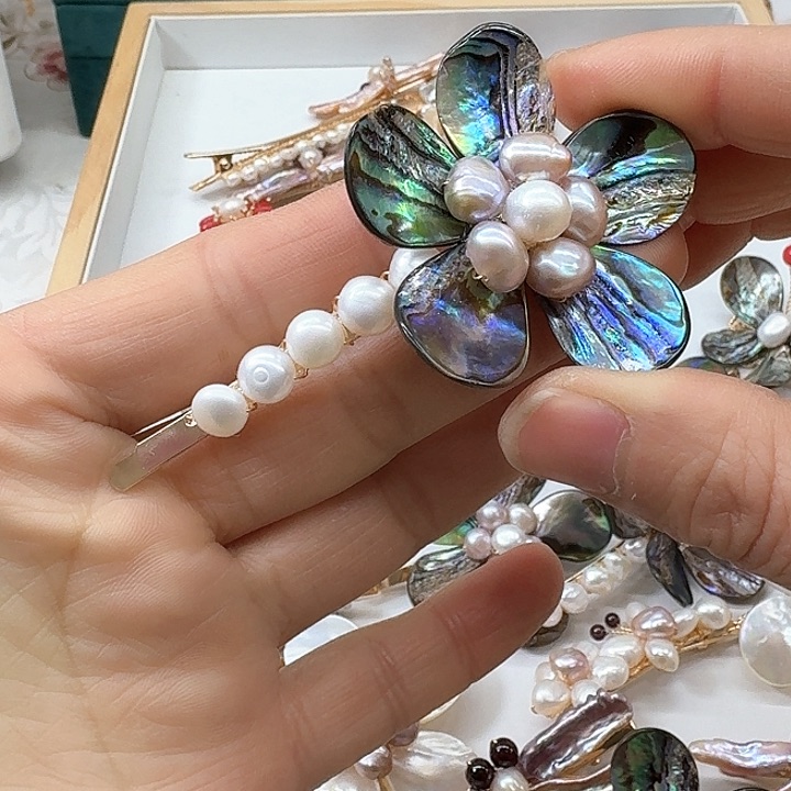 淡水珍珠发饰银S925镶嵌