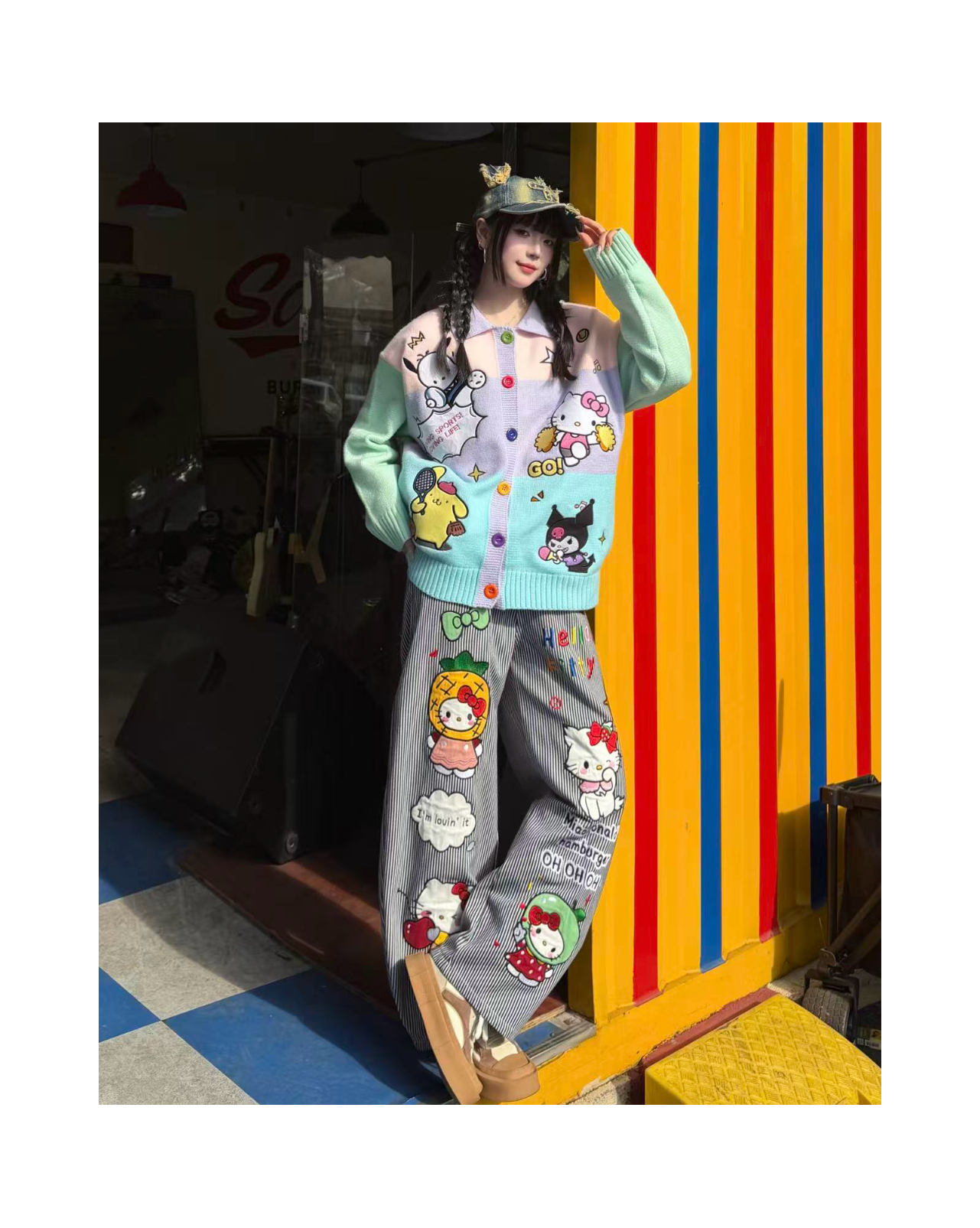 Nabi【梦幻马卡龙三丽鸥】卡通小众可爱开衫毛衣外套239