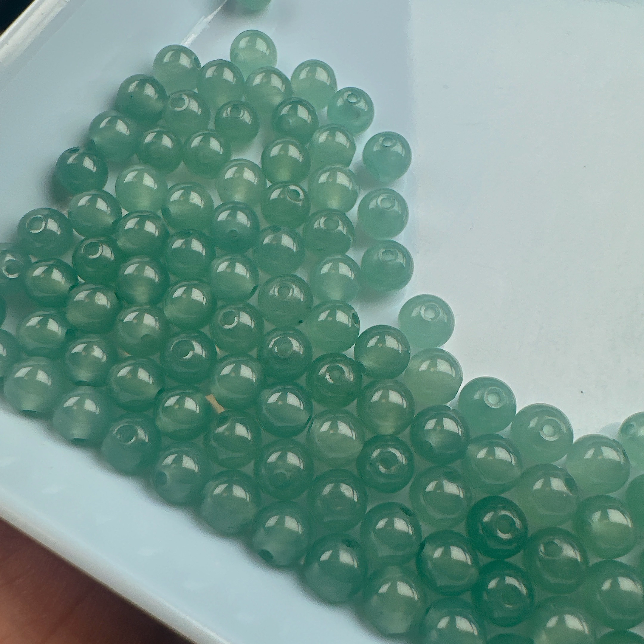 卡6mm 天然缅料A货翡翠 蓝水散珠 多样性发一颗