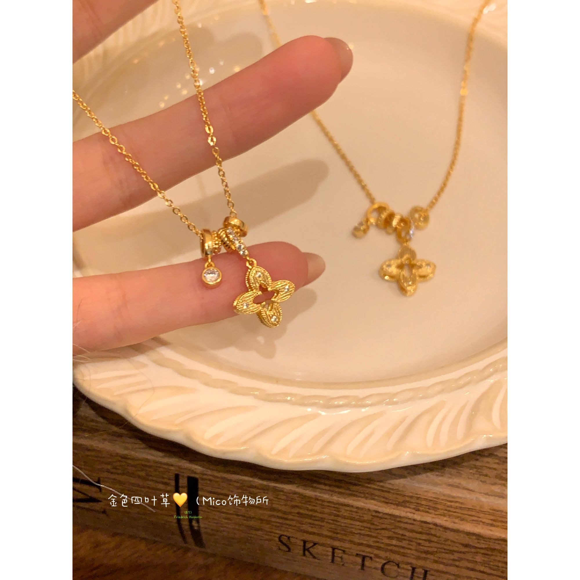 铜合金合成锆石项链 【有钱花】日韩小众高级感项链女