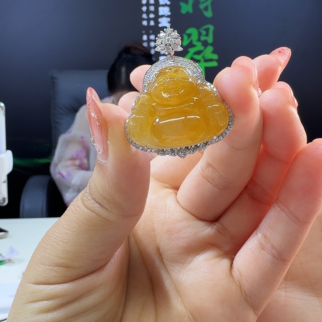 翡翠吊坠(不含链)18K金镶嵌18k镶嵌