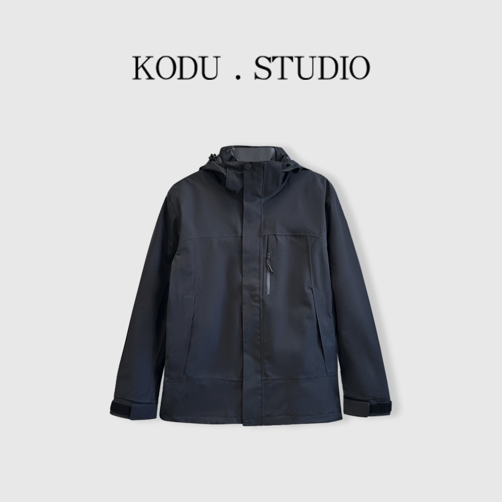 XI【刻度KODU】SX-5841冬季户外休闲百搭纯色连帽三合一冲锋衣外套